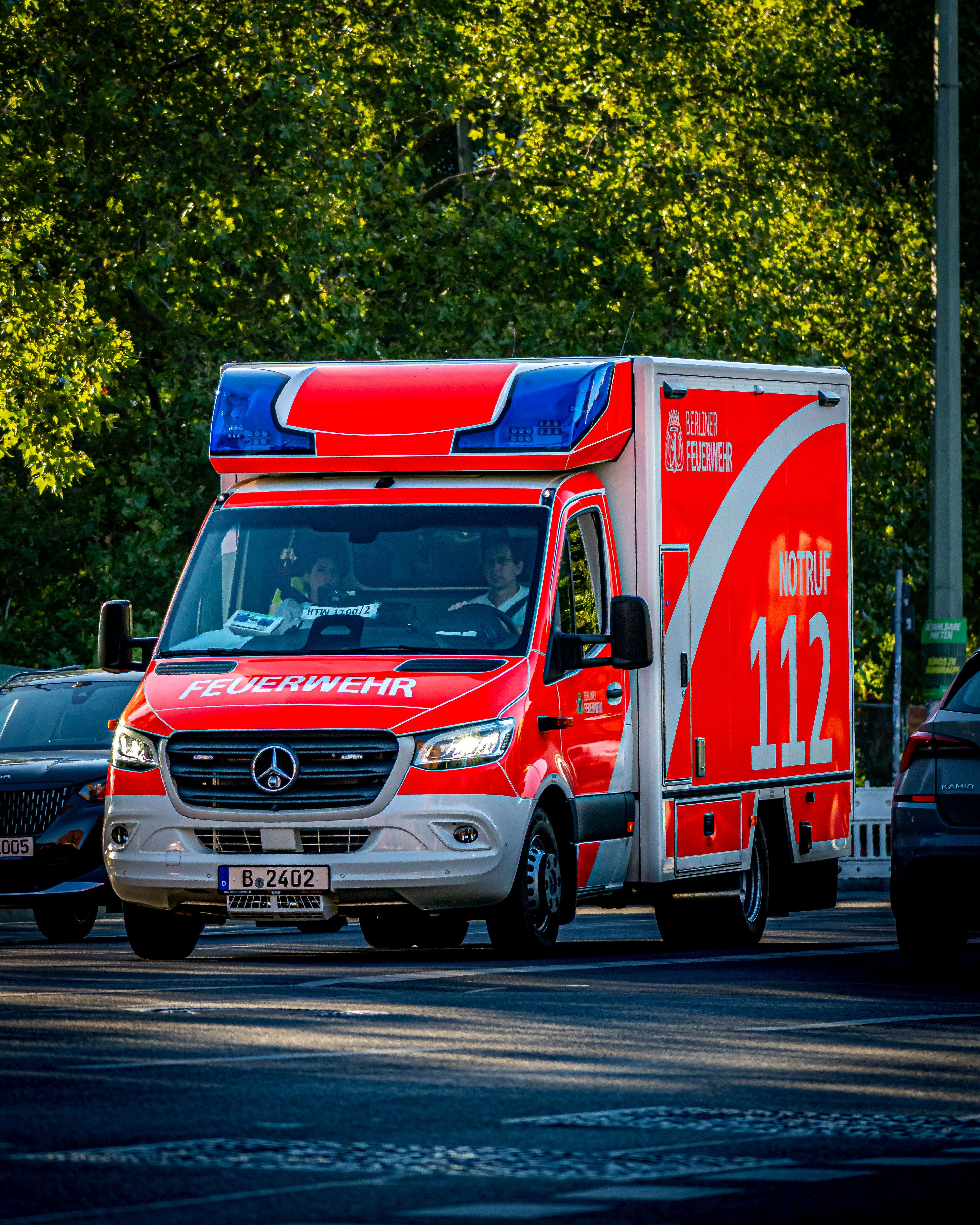 Rettungswagen der Feuerwehr im Einsatz